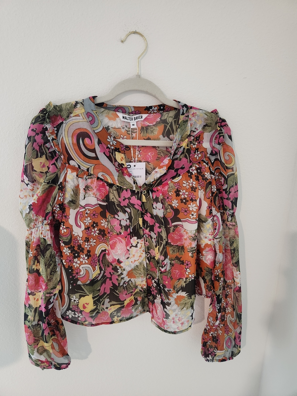 Walter Baker Pink Floral Sheer Blouse